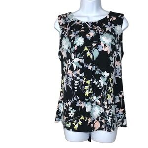 Calvin Klein Sleeveless Blouse | Black/Light Blue | Medium